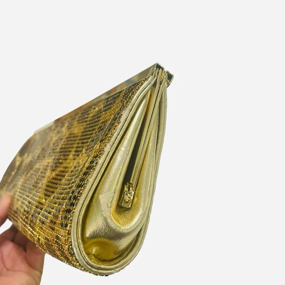 Steve Madden Metallic Gold Animal Print Evening Clutch Purse with Chain Strap